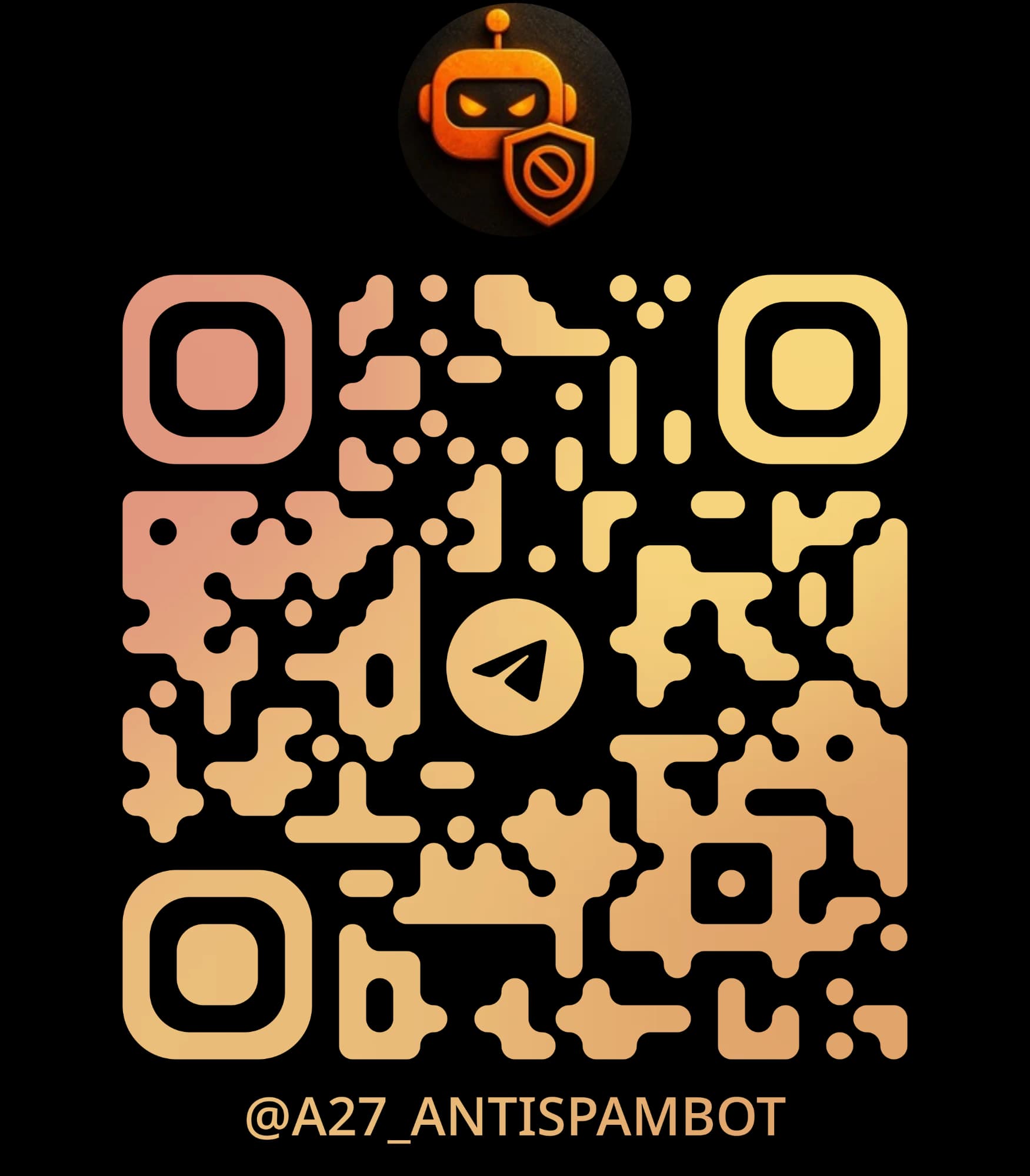 QR-код для перехода к боту @A27_AntiSpamBot в Telegram